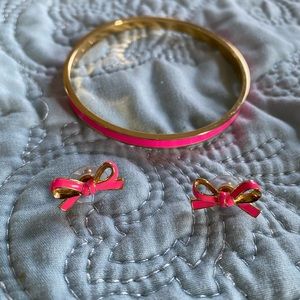 Kate Spade pink bangle Bracelet and earring set